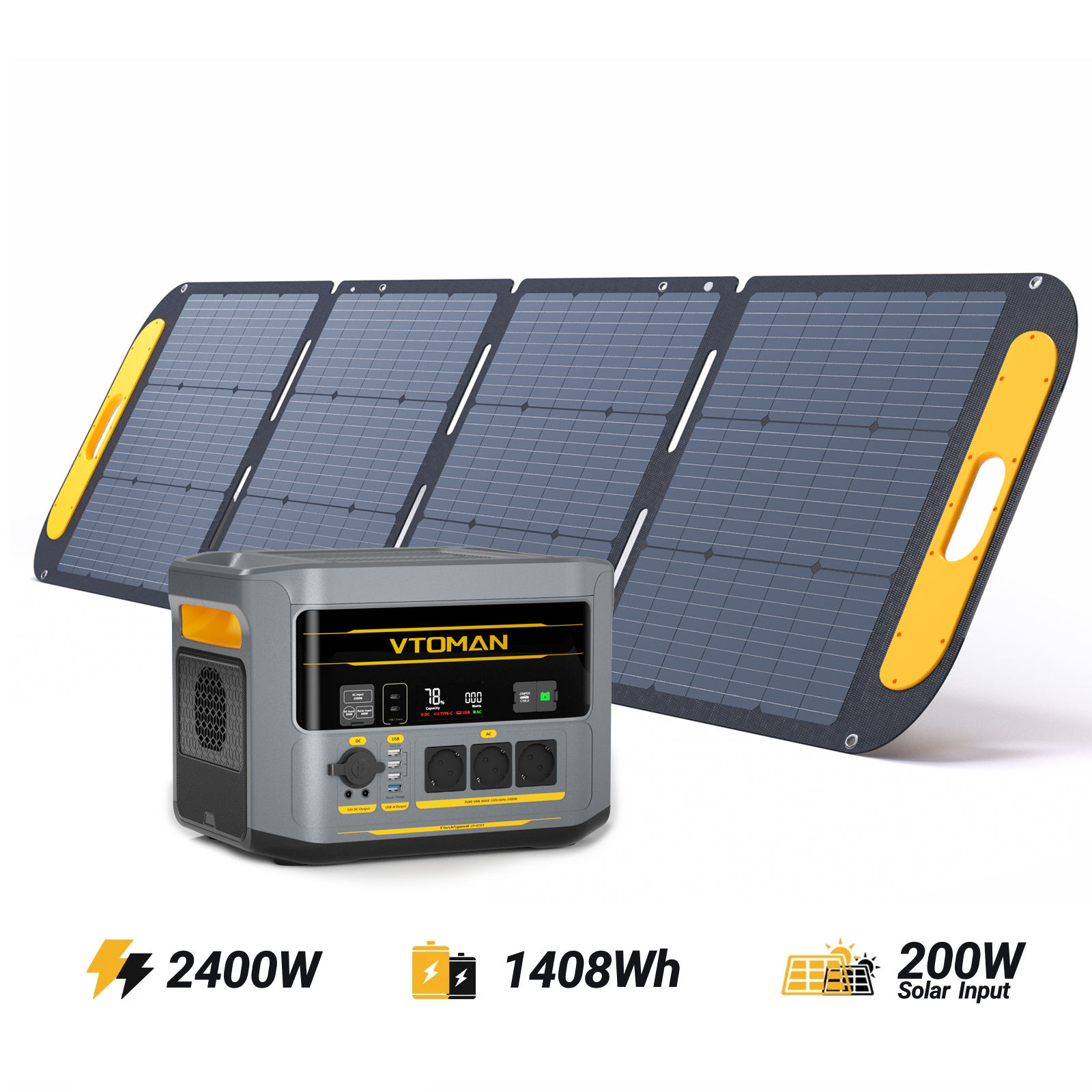 Estación Eléctrica Portátil VTOMAN FlashSpeed 2400/1408Wh 200W Pro
