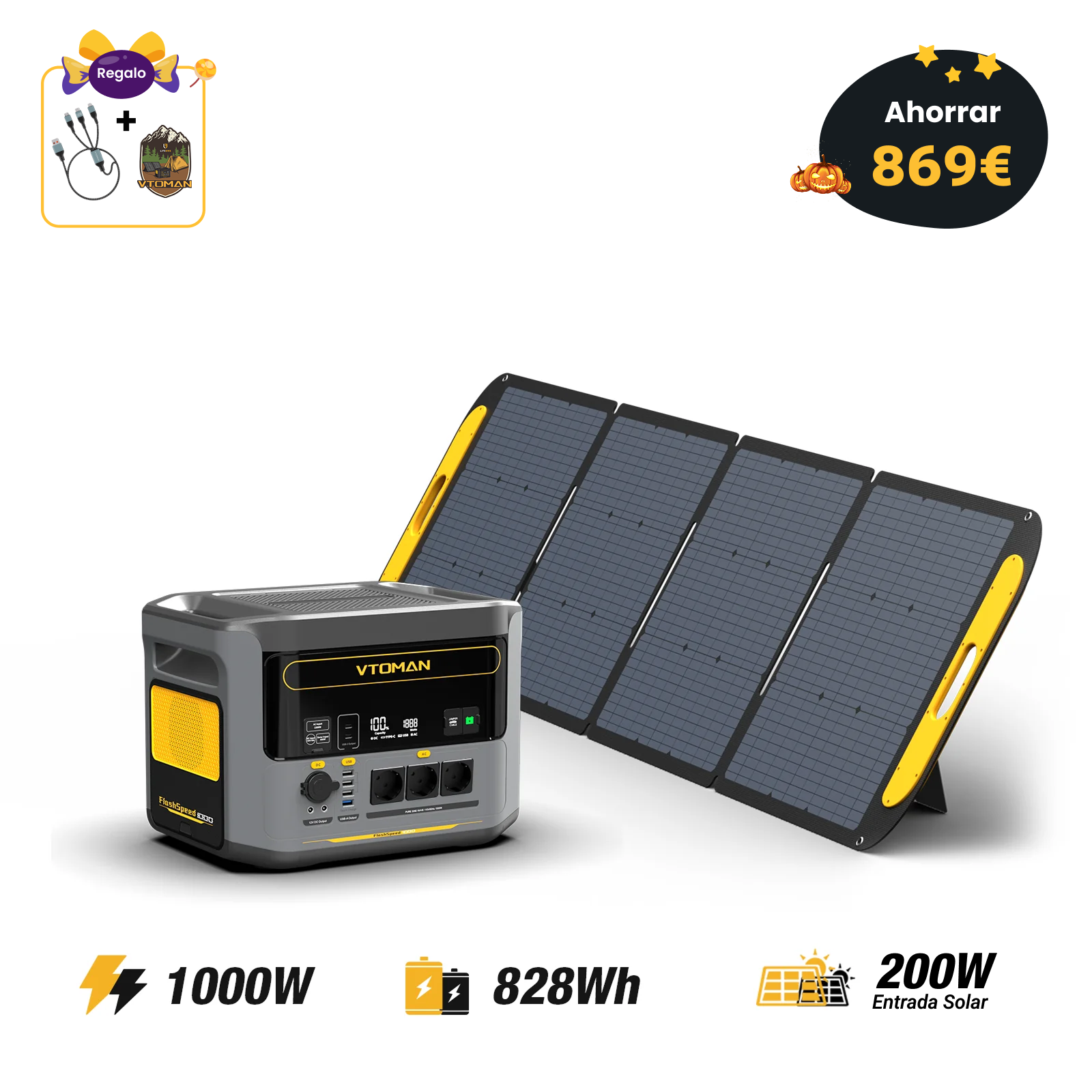 VTOMAN FlashSpeed 1000/828Wh with 200W solar panel