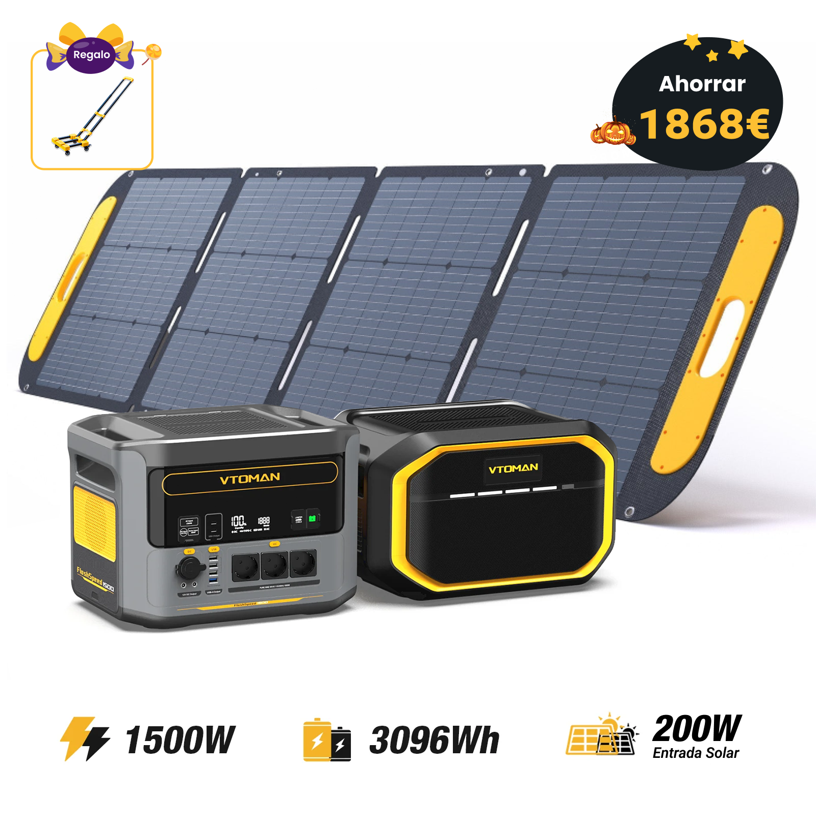 VTOMAN FlashSpeed 1500/3096 Wh with 200 W Pro Solar Panel