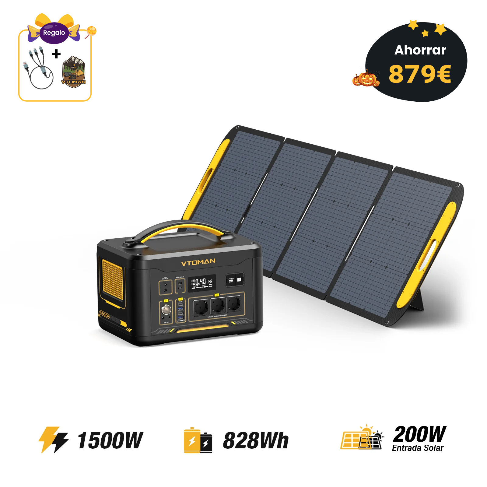 VTOMAN Jump 1500X/828Wh 200W solar generator