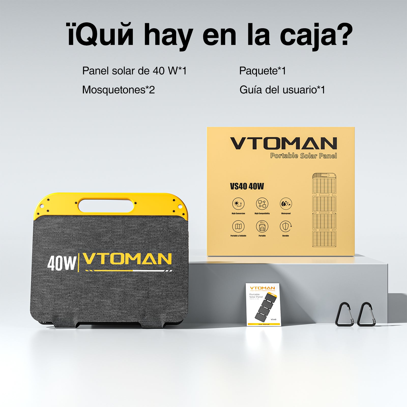 Panel solar portátil plegable VTOMAN de 40 W