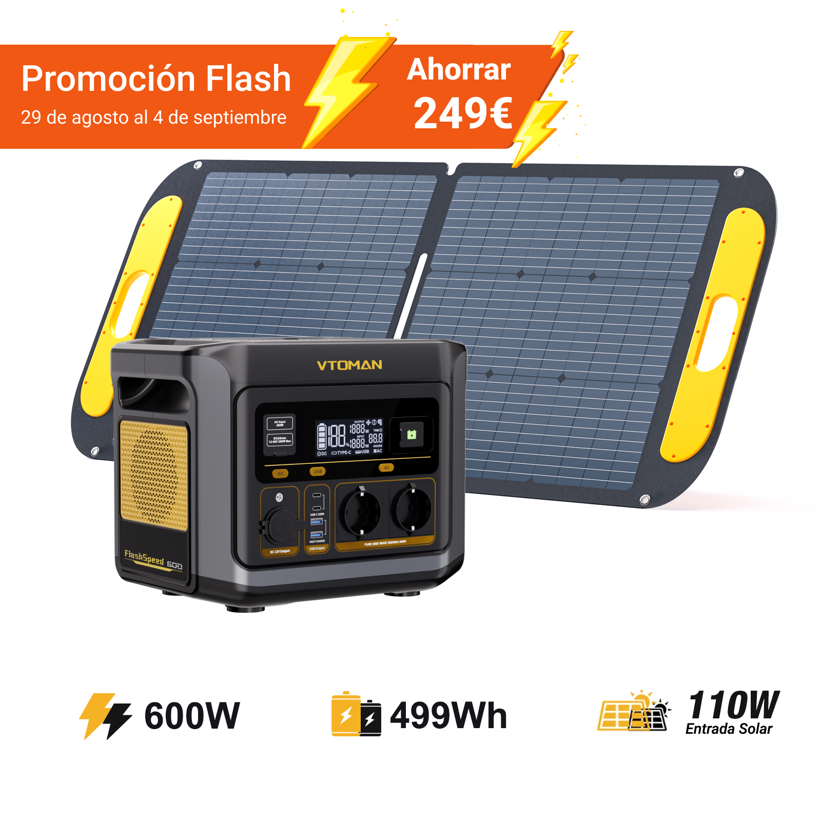 VTOMAN FlashSpeed ​​​​600 Draagbaar Energiestation