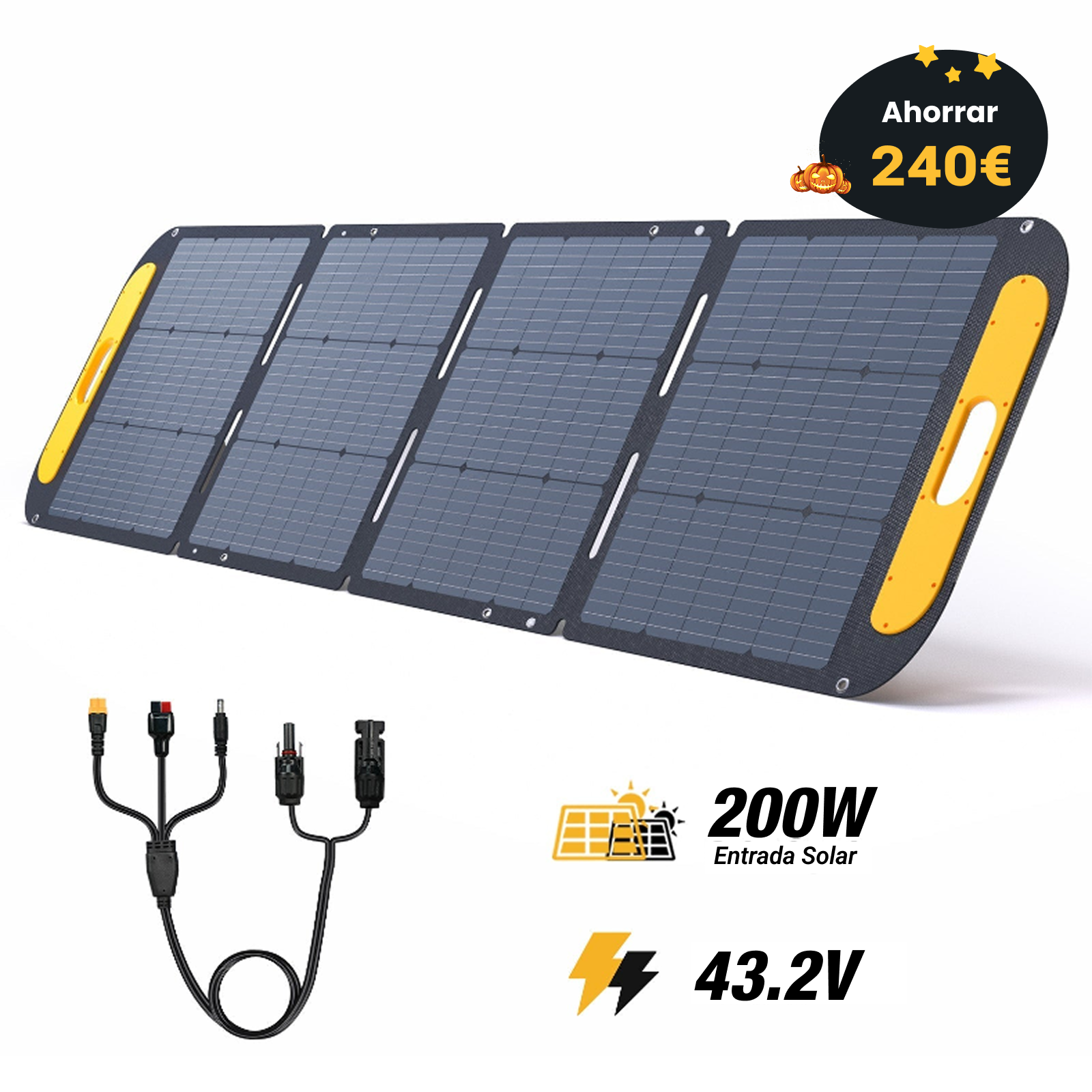 Panel solar portátil plegable VTOMAN 200W Pro