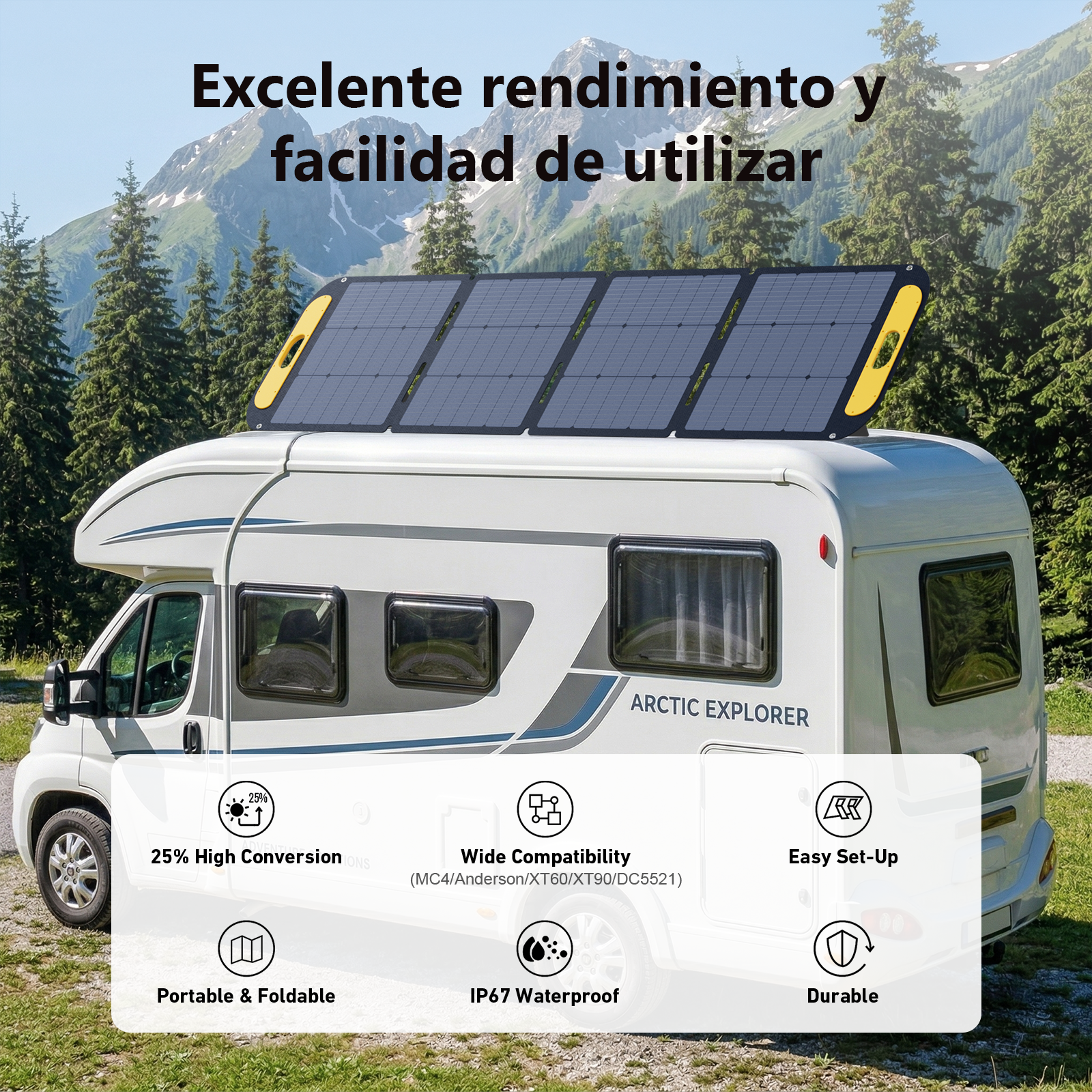 Panel solar plegable y ligero VTOMAN 200W Pro