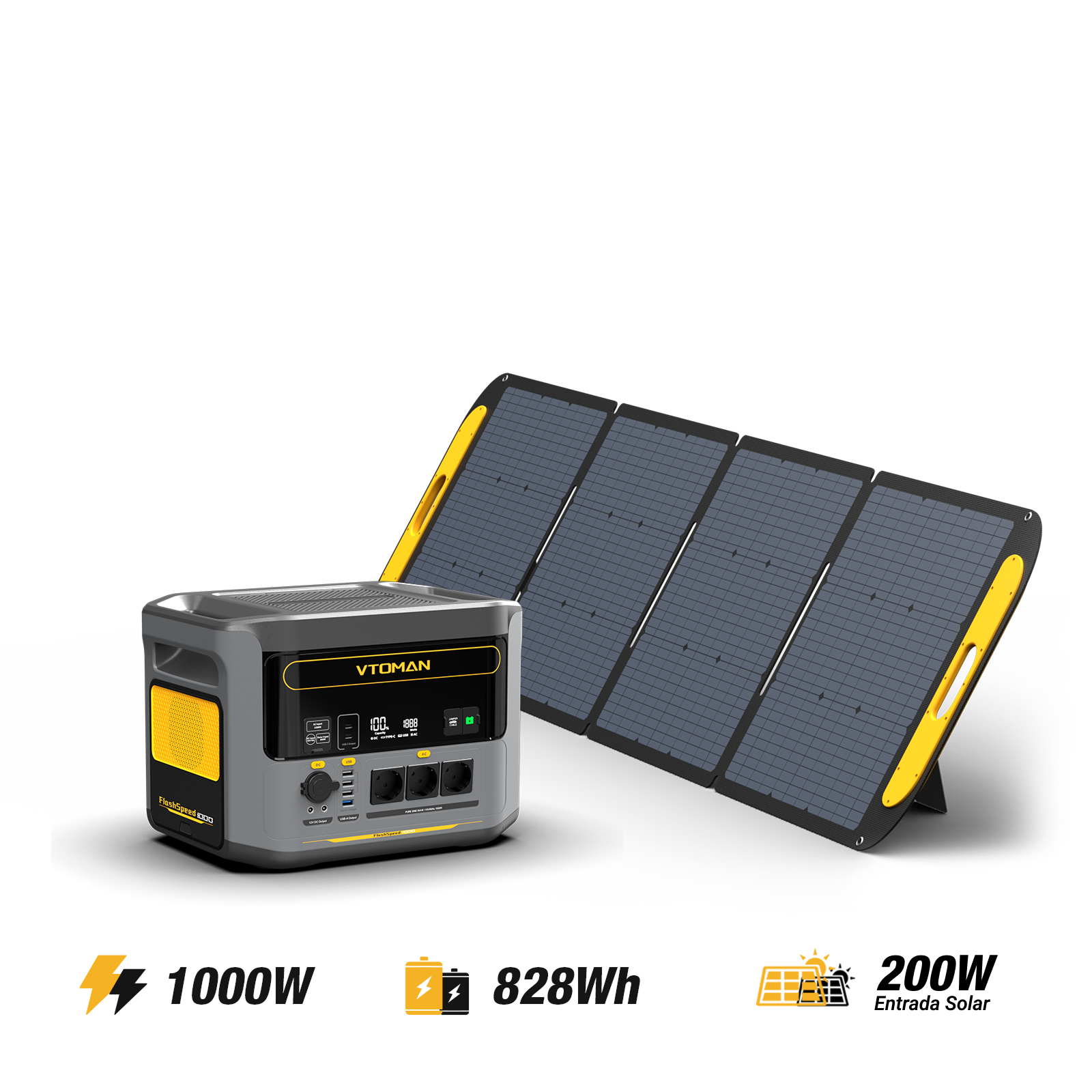 VTOMAN 200W opvouwbaar draagbaar zonnepaneel
