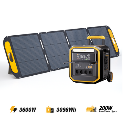 VTOMAN FlashSpeed Pro 3600 Estación Eléctrica Portátil con Panel Solar Ligero 200W Pro