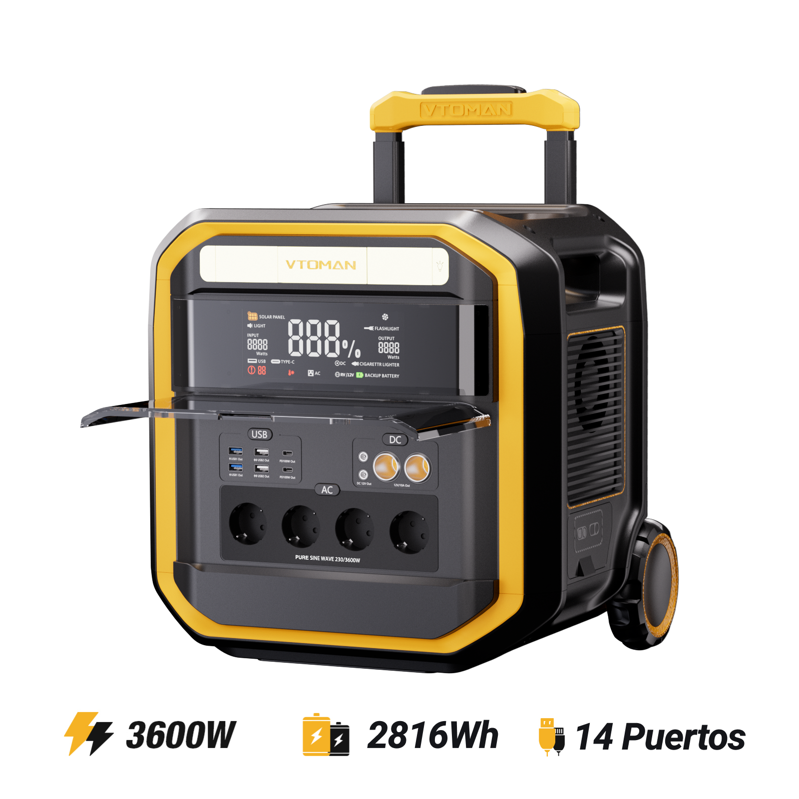 Estación Eléctrica Portátil VTOMAN FlashSpeed Pro 3600/3096Wh 200W Pro