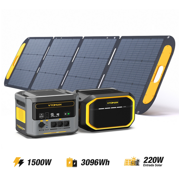 VTOMAN FlashSpeed ​​​​1500 + batteria extra da 1548 Wh + pannello solare Pro da 220 W