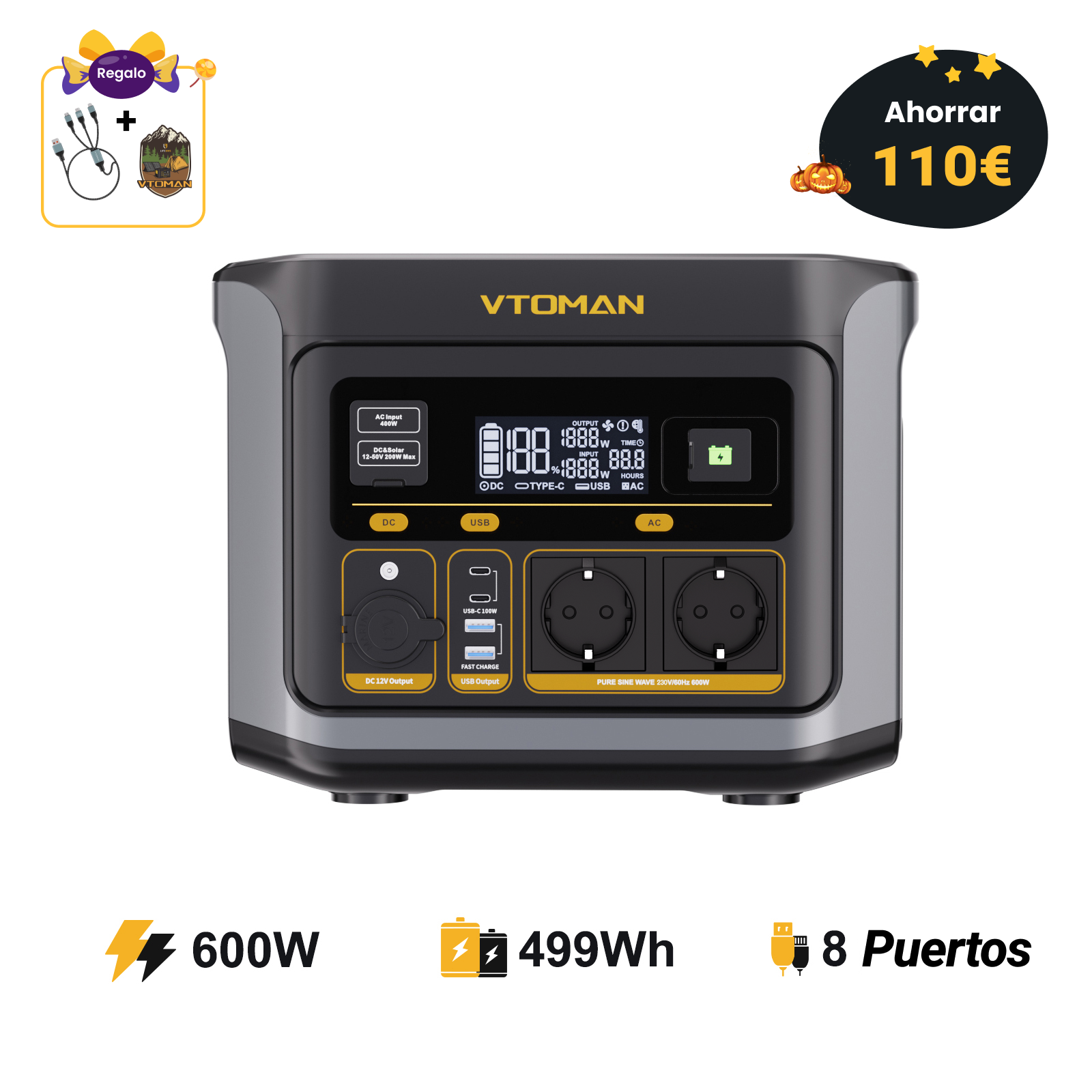 Estación de energía portátil VTOMAN FlashSpeed 600
