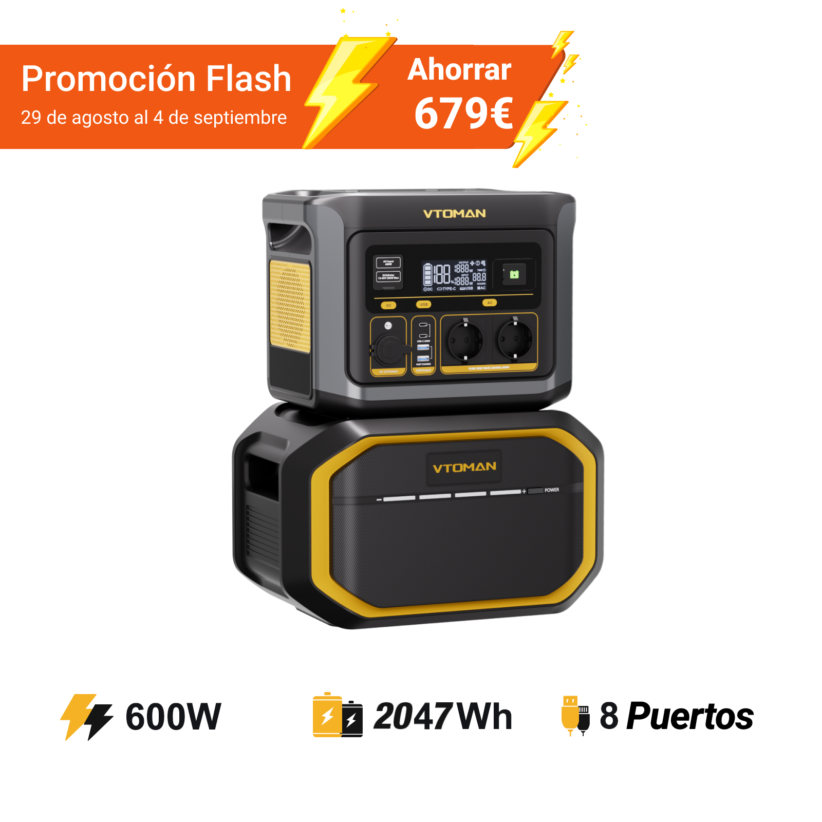 VTOMAN FlashSpeed ​​​​600 Draagbaar Energiestation