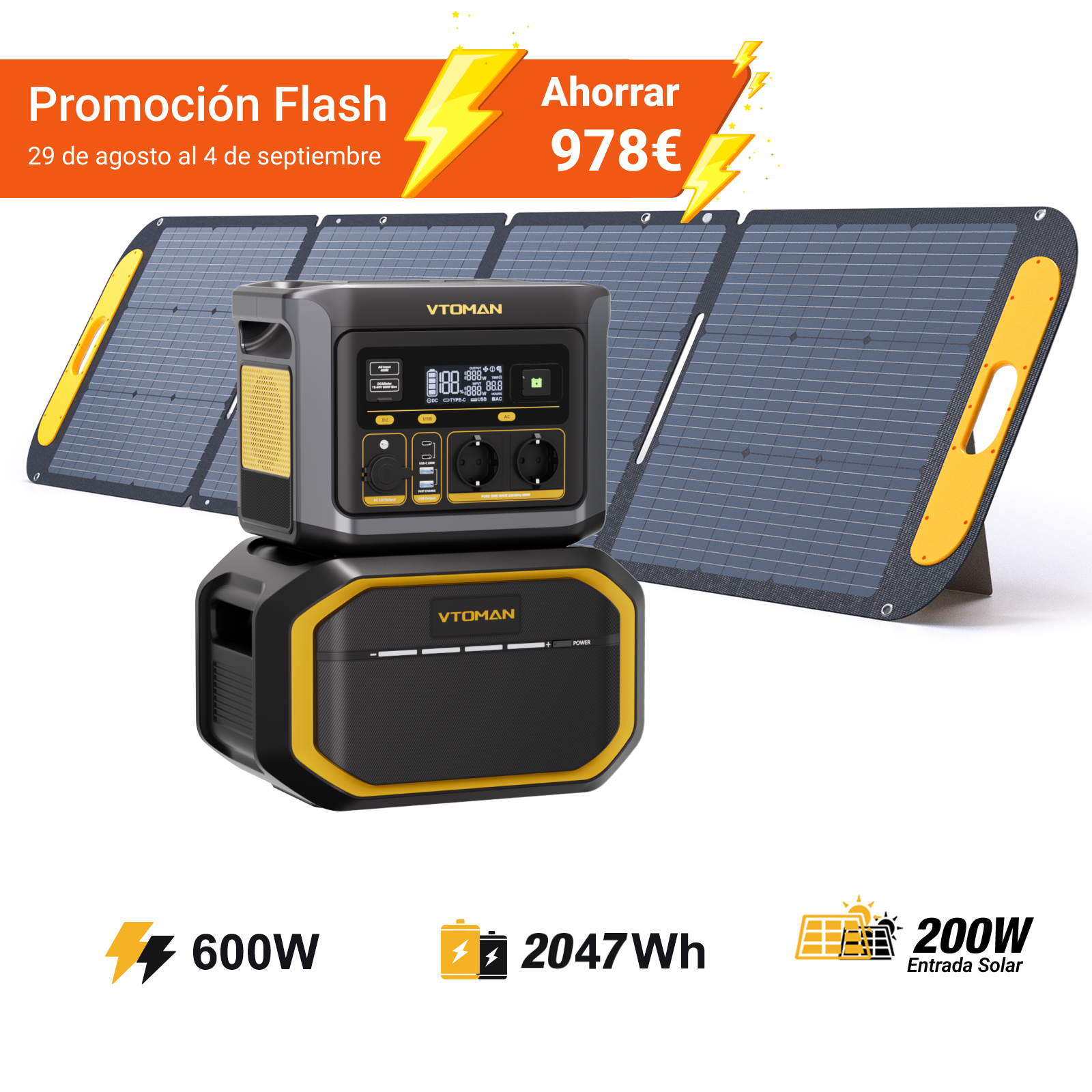 VTOMAN FlashSpeed ​​​​600 Draagbaar Energiestation