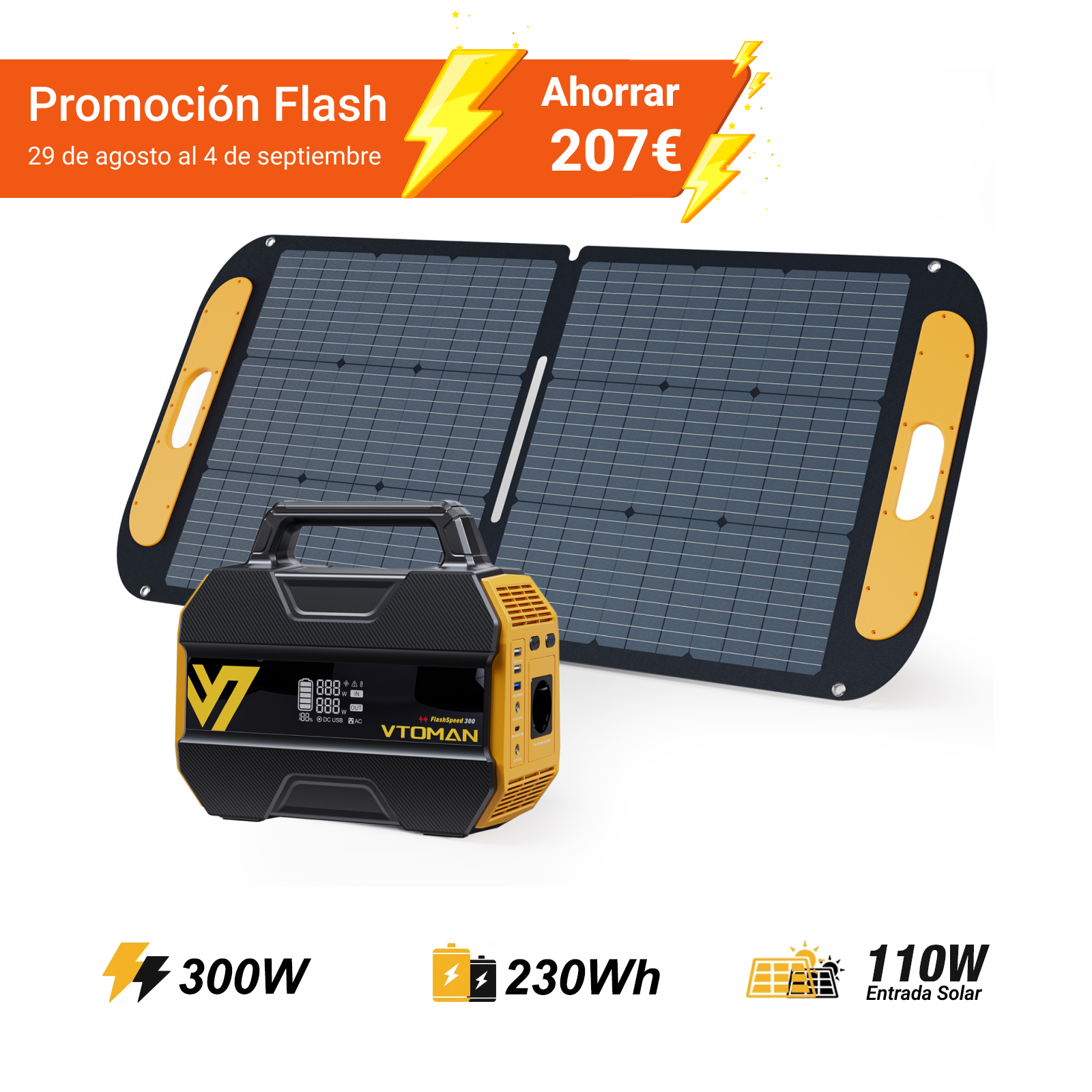 VTOMAN FlashSpeed ​​​​300 Draagbaar Energiestation