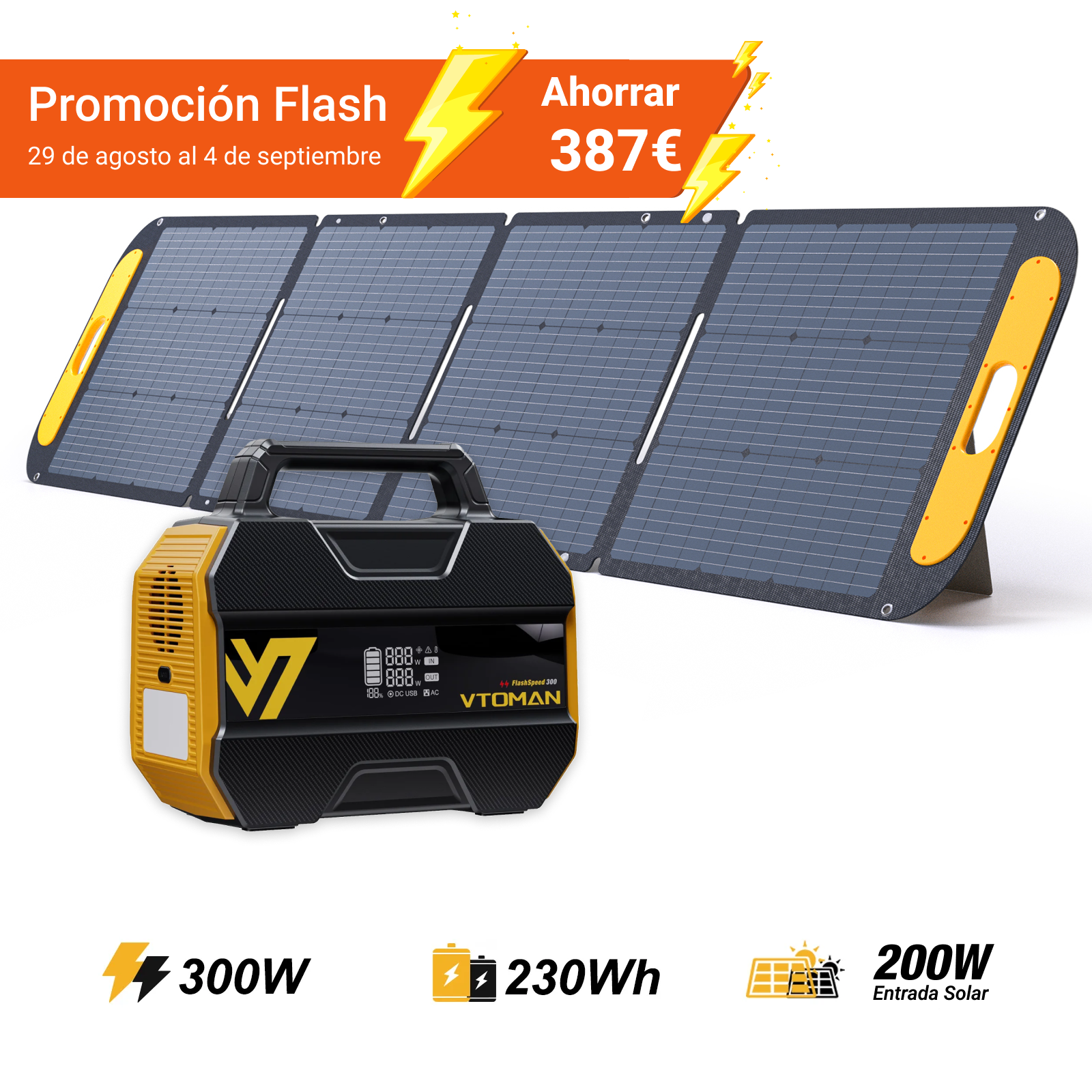 VTOMAN FlashSpeed ​​​​300 Draagbaar Energiestation