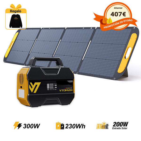 VTOMAN FlashSpeed ​​​​300 con pannello solare da 200W