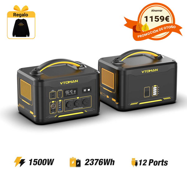 Pacchetto VTOMAN Jump 1500X+ con batteria aggiuntiva da 1548 Wh