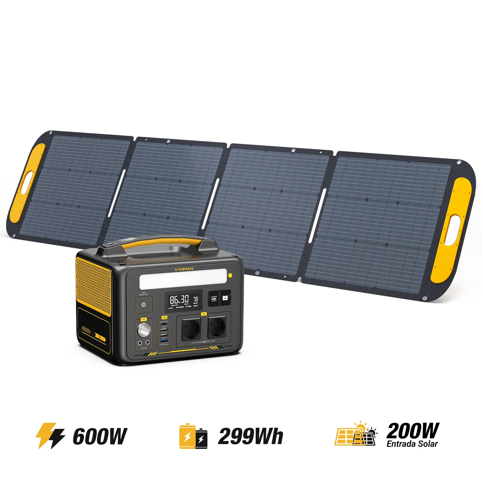 VTOMAN 200W opvouwbaar draagbaar zonnepaneel