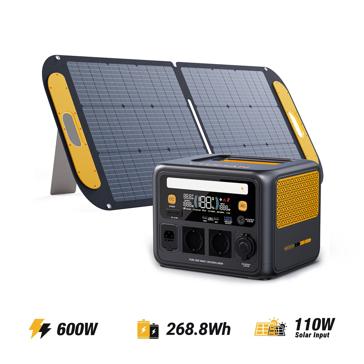Générateur solaire VTOMAN Jump 600X/268,8Wh 110W