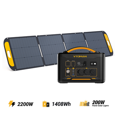 VTOMAN Jump 2200 Estación Eléctrica Portátil 1408Wh con Panel Solar Ligero 200W