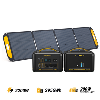 VTOMAN Jump 2200 1408Wh+Batería Adicional+Panel Solar Ligero 200W