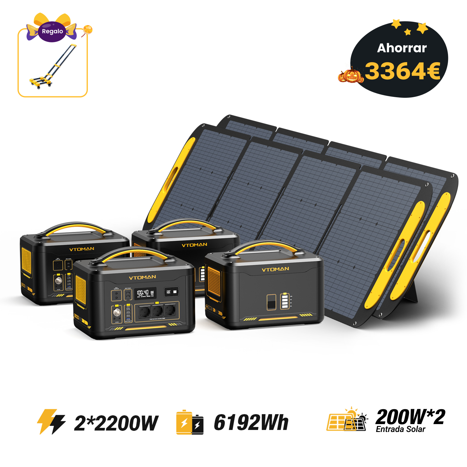 Generador solar VTOMAN Jump 2200/6192Wh 200W*2