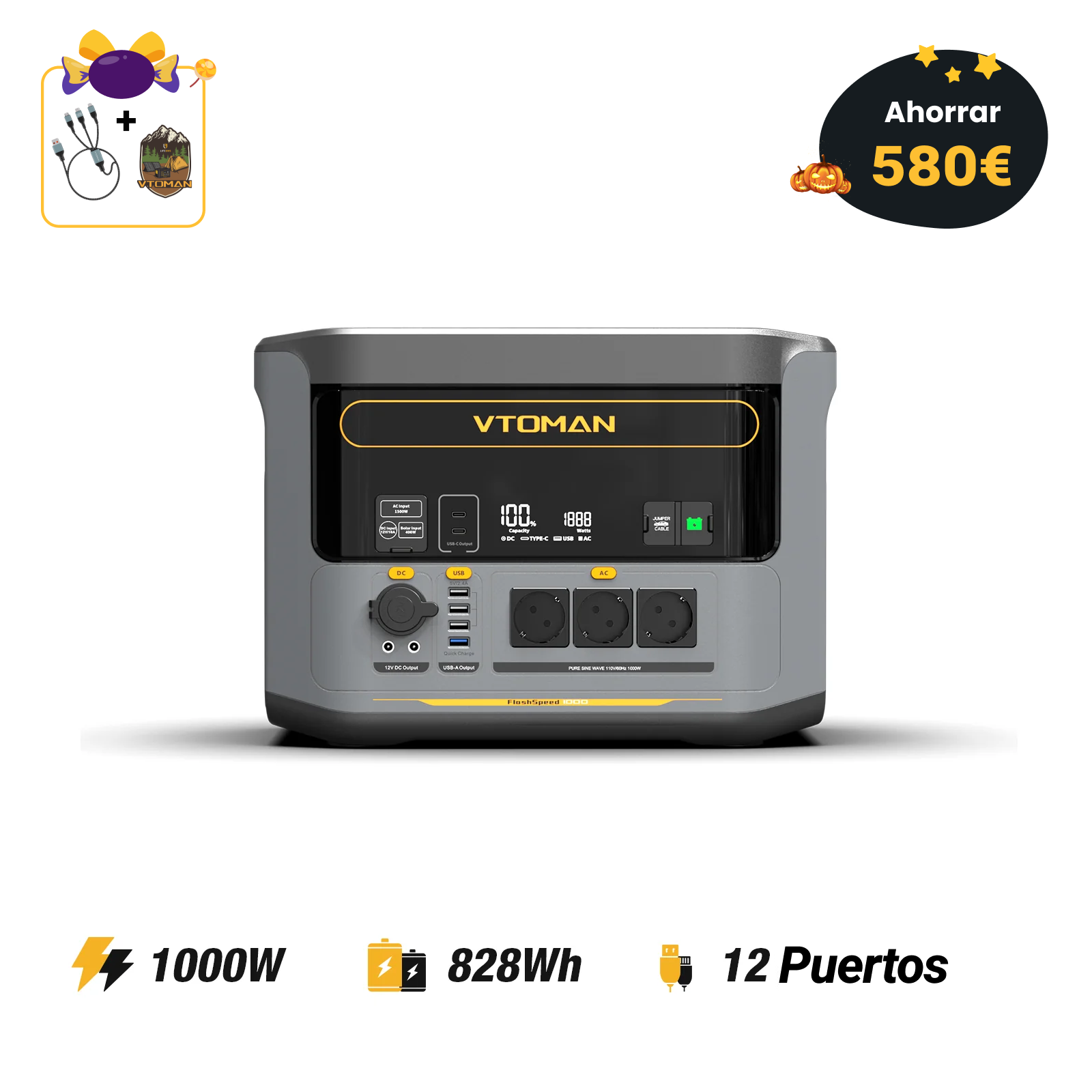 Estación de energía portátil VTOMAN FlashSpeed 1000