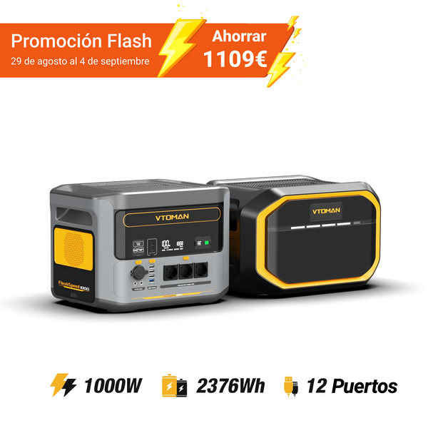 VTOMAN FlashSpeed ​​​​Pacchetto 1000 + batteria aggiuntiva da 1548 Wh