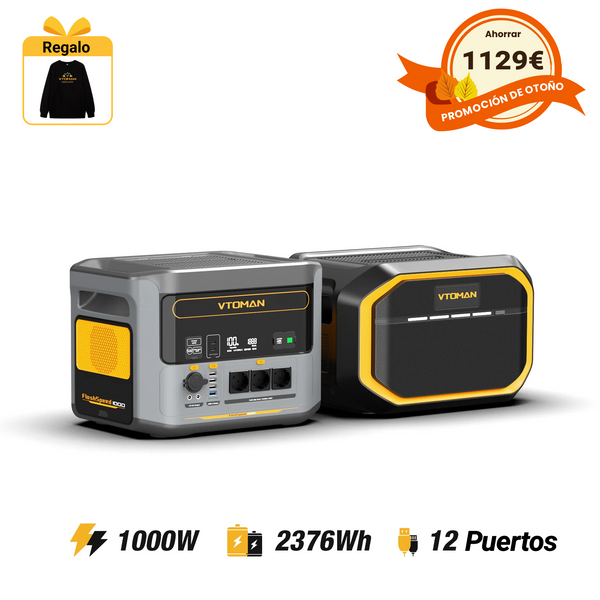 VTOMAN FlashSpeed ​​​​Pacchetto 1000 + batteria aggiuntiva da 1548 Wh